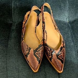 Frye slingbacks flats leather flats snake print